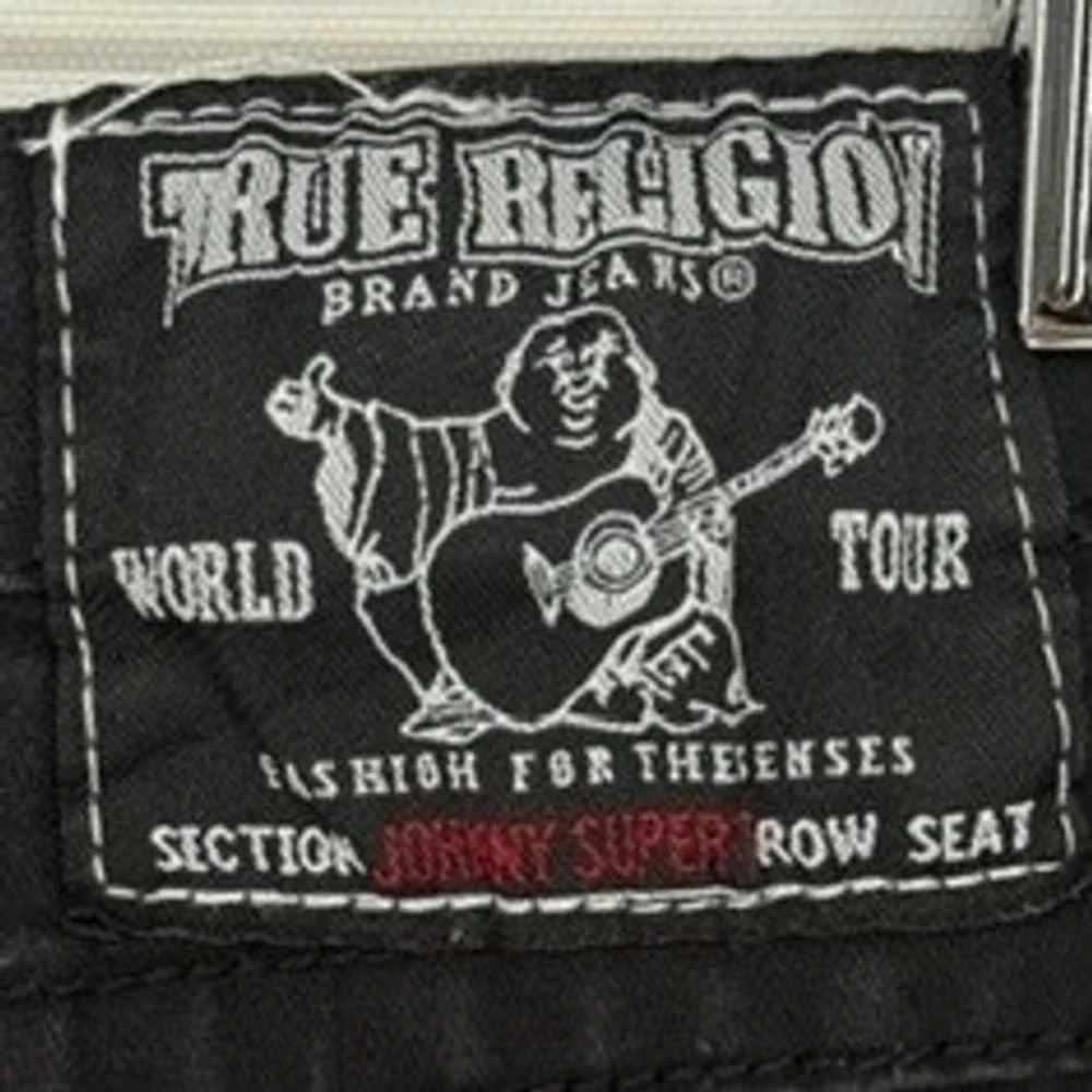 True Religion Johnny Super Pants Mens 38 Black Vintage Goth Grunge Punk Skater